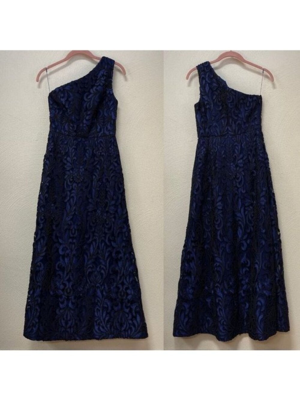 Aidan Mattox Blue Embroidered Single Strap Dress Sz 0